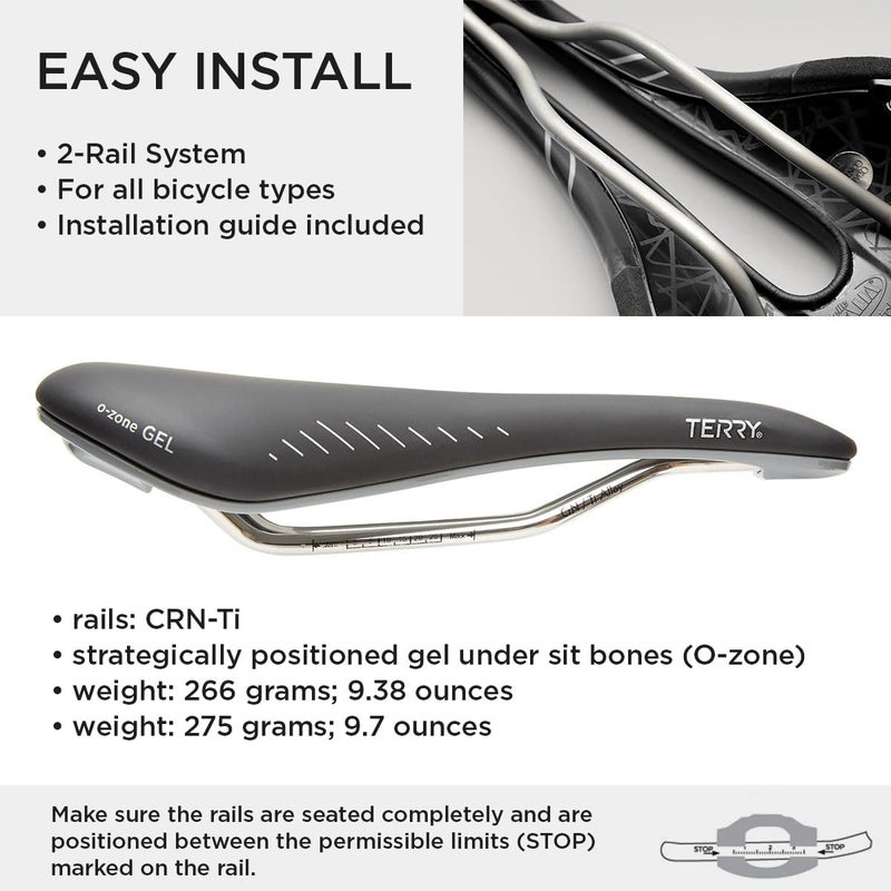 Terry Raven Ti Gel Bike Saddle - Bicycle Seat for Women & Men (Unisex) - Flexible & Comfortable, Syntethic Dura-Tek Cover - Image 5